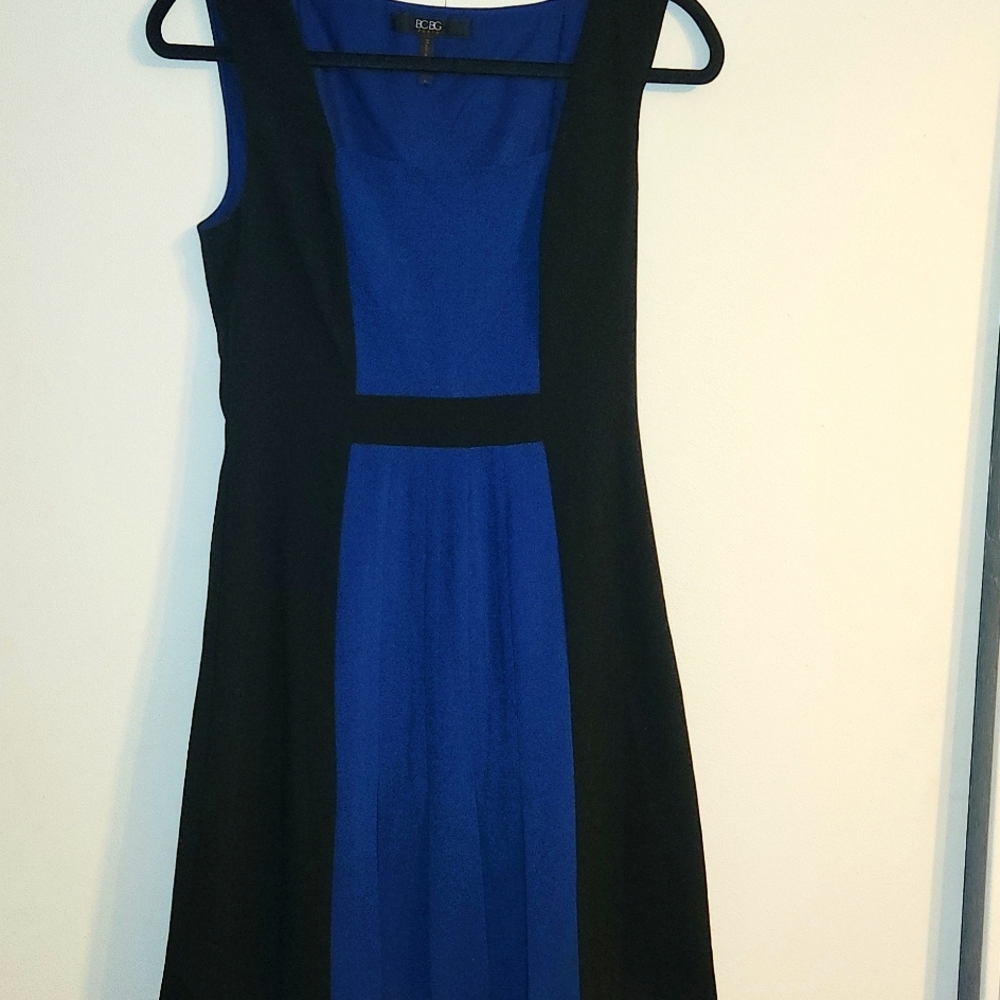 BCBG Paris Black and blue cocktail dress